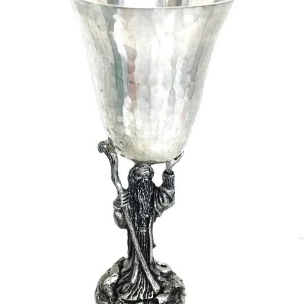 * Ballena Bay Hand Crafted Pewter Art Wizard Goblet Cup 8” Vtg